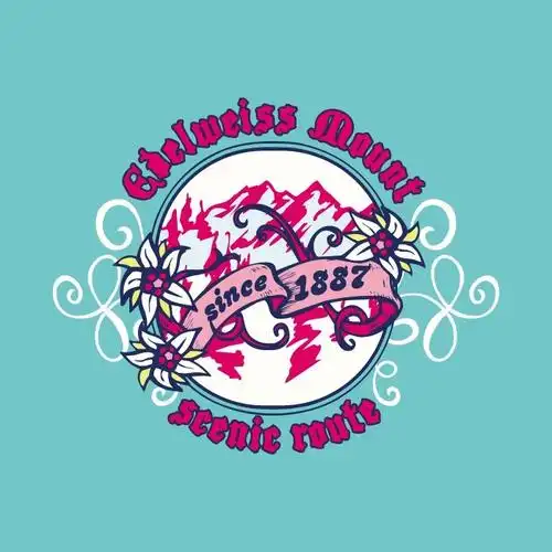 印花矢量图 t恤图案 图文结合 雪山 植物 免费素材