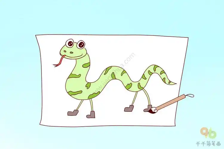 动物成语故事画蛇添足简笔画