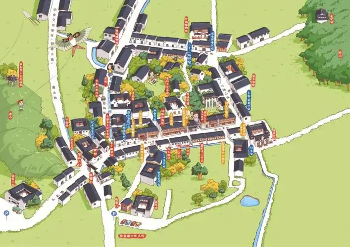 手绘地图前童古镇线下地图78