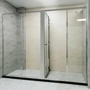 亮银t型卫生间三分离淋浴房省空间折叠悬转沐浴房洗手间钢化玻璃