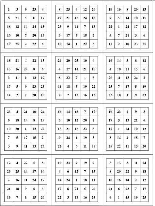 注意力训练舒尔特方格打印版