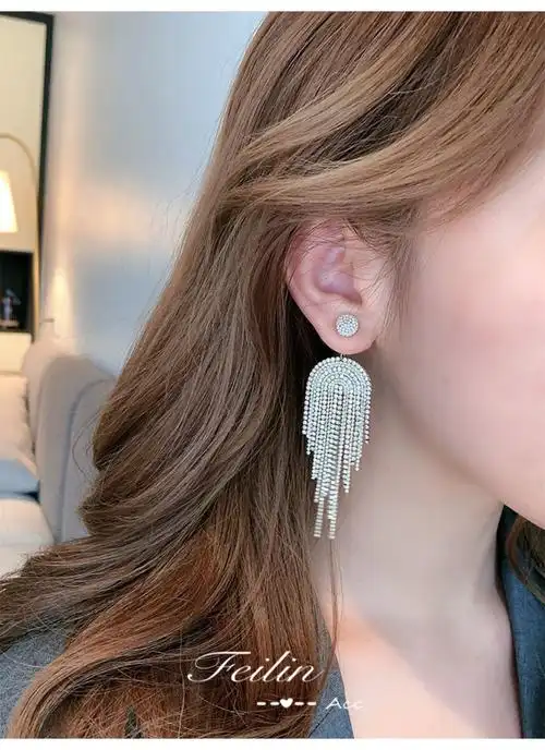 澳弗耳坠复古港风耳环气质法式网红小众设计高级感长款流苏耳饰女耳钉