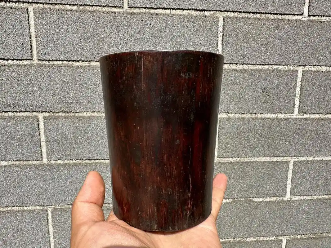 清代,黄花梨笔筒.直径:9.5cm,高:12.5cm - 抖音