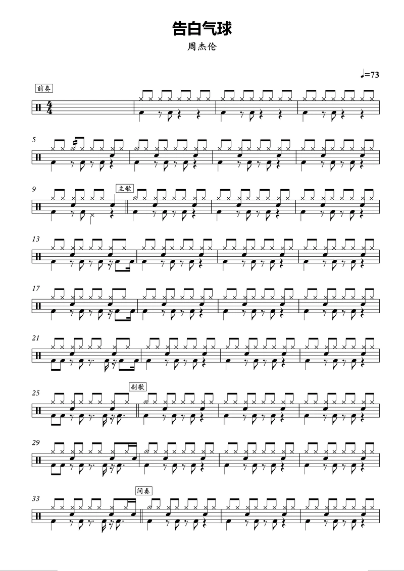 架子鼓乐谱和基本打法