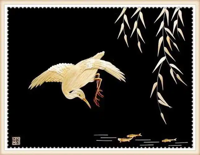 【转载】麦秆画欣赏 - 花鸟 1