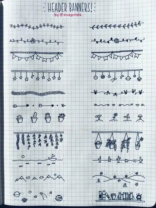 手帐简笔画素材 - 学院 - 摸鱼网 - ∑(っ°Д°;)っ 让世界更萌~ moo