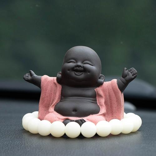 笑口常开摆件汽车中控台饰品办公桌摆件女士高端车载摆件推荐手工