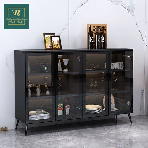 玻璃酒柜靠墙客厅酒柜现代简约轻奢落地玻璃柜小型餐厅柜子餐边柜