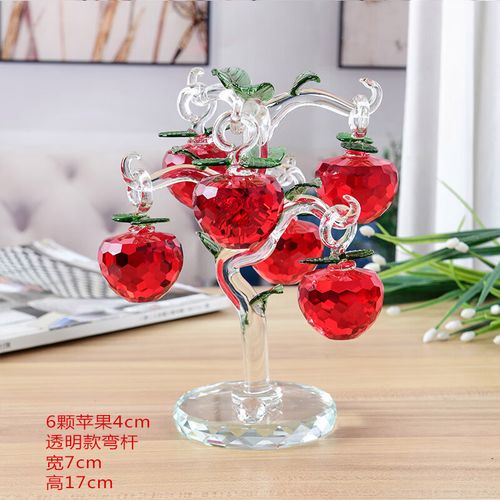 花语奇萌水晶苹果树平安树客厅创意装饰礼物玄关电视柜酒柜家居装饰品