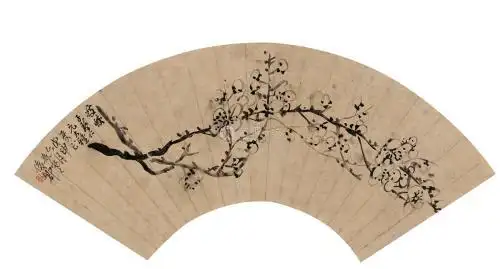 吴昌硕(1844～1927) 1908年作 墨梅图 扇页 水墨纸本