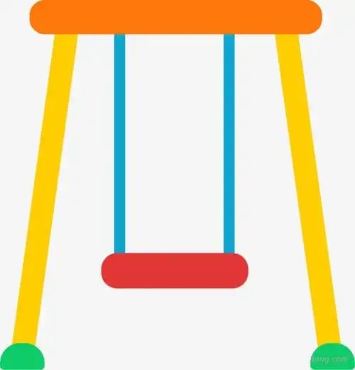 黄色扁平卡通秋千png素材透明免抠图片-节日元素