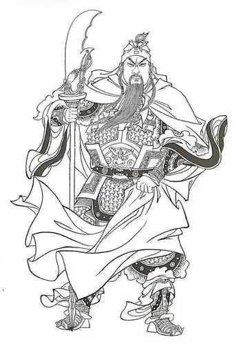 白描  关公>>
