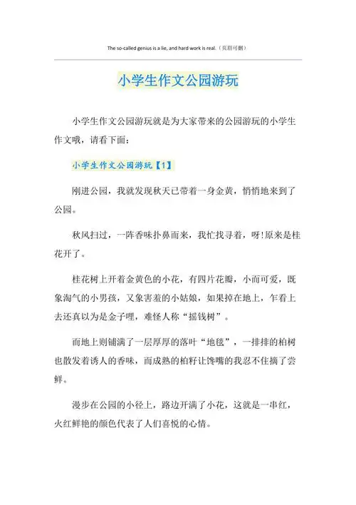 小学生作文公园游玩