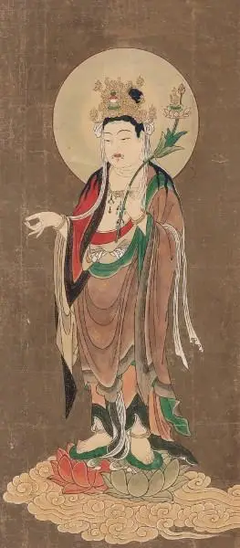 lot 0106 佚名 男相观音 镜框 设色纸本