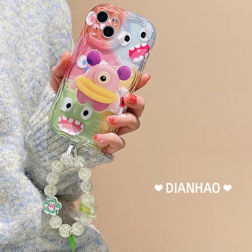 涂鸦卡通可爱链条适用苹果14pro max手机壳iphone14新款13保护套情侣