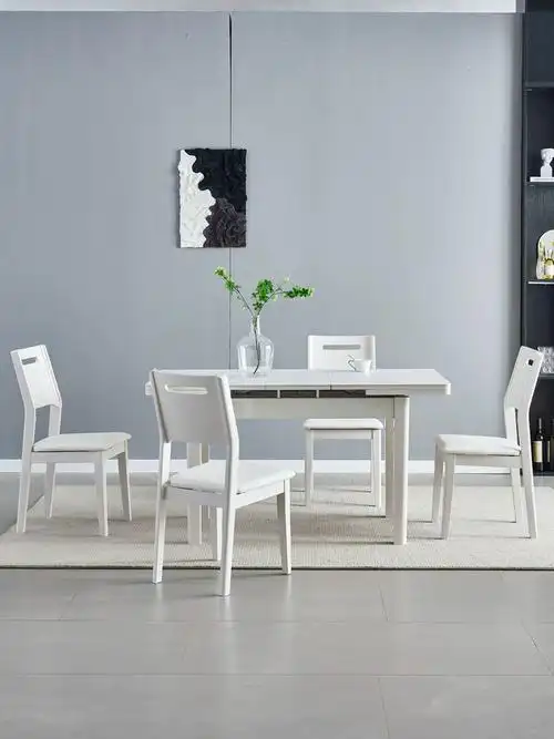 餐桌椅组合实木岩板家用小户型可伸缩折叠现代简约带电磁炉饭桌子