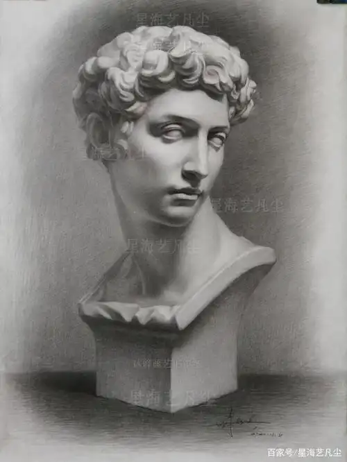 小卫石膏像素描.by:无锡冰峰画艺工作室