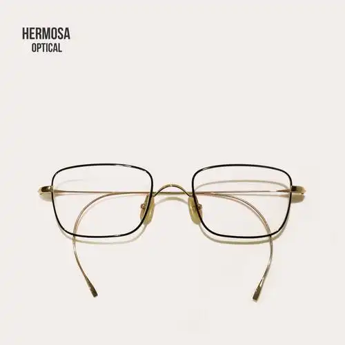 hermosa 日本复古金丝边方框纯钛近视眼镜女超轻舒适挂耳眼镜架男