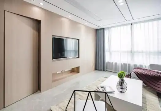 电视墙装饰板隐形门装修效果图,这种隐形门你见过吗?