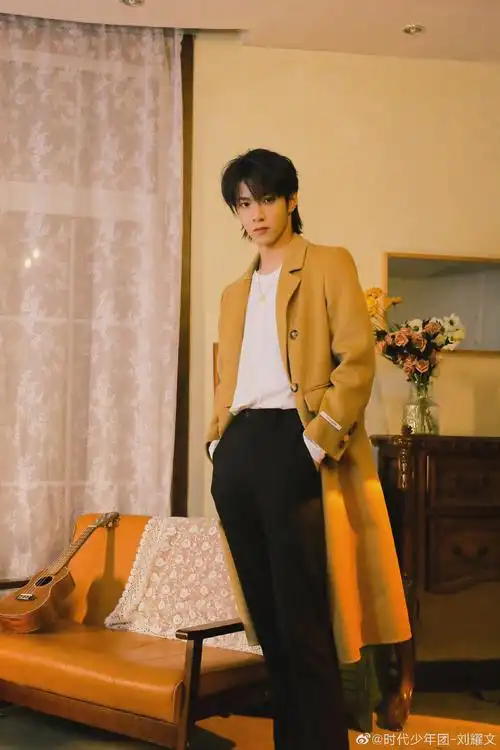 刘耀文复古氛围感写真黄色大衣好帅气