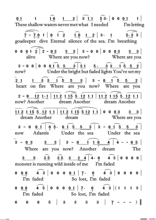 faded简谱-艾兰演唱-杰斯珀,伯根/jesper,borgen词曲1