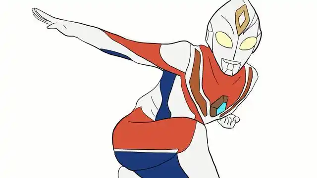 戴拿奥特曼帅气的姿势儿童卡通简笔画