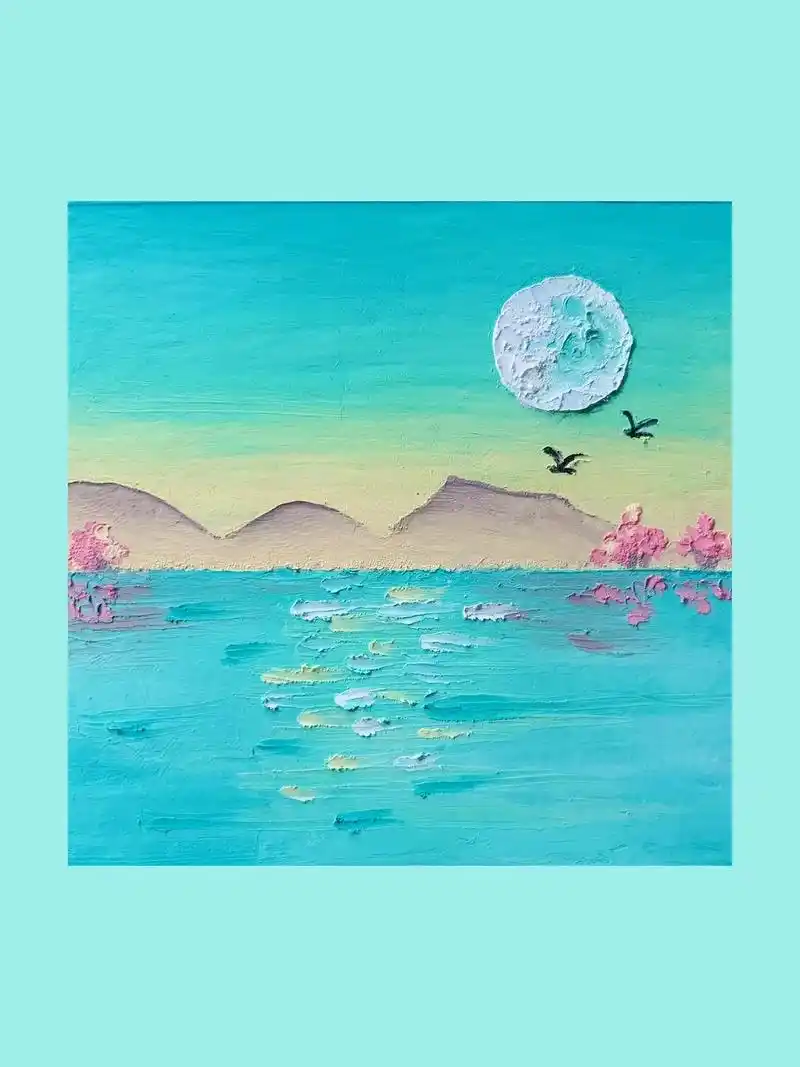 简单好画的风景画#油画棒 #一起学 - 抖音