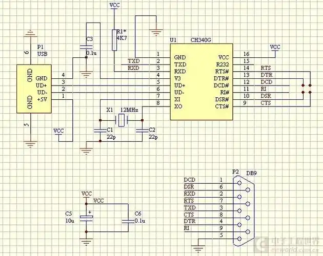 usb转串口ch340各封装官方原理图,pcb参考电路图下载2018-3-23