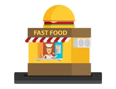 快餐店插图. 平矢量照片