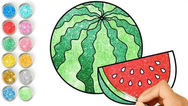趣味简笔画:画大西瓜和西瓜片西瓜简笔画图片大全手绘西瓜简笔画步骤