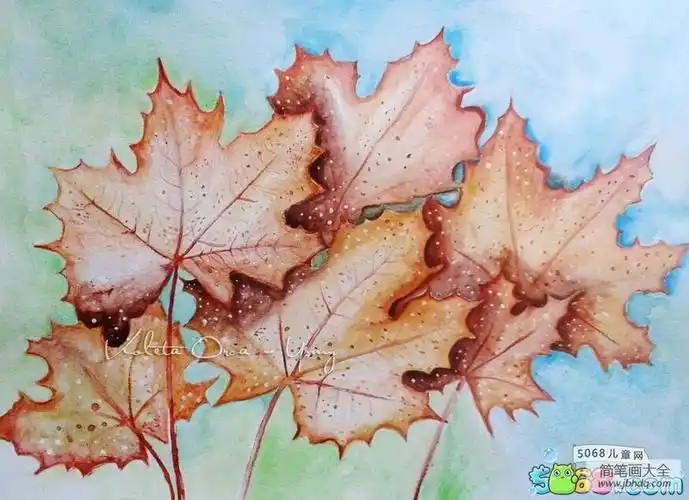 金黄的落叶秋天手绘图片欣赏_秋天儿童画-画画图片大全