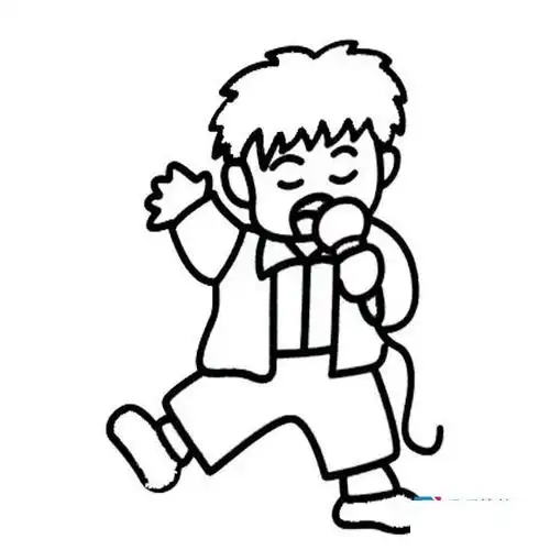 男孩唱歌简笔画