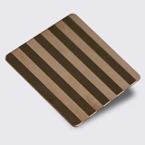 线条镜面玫瑰金不锈钢蚀刻 彩色装饰板厂家佛山高比不锈钢厂304