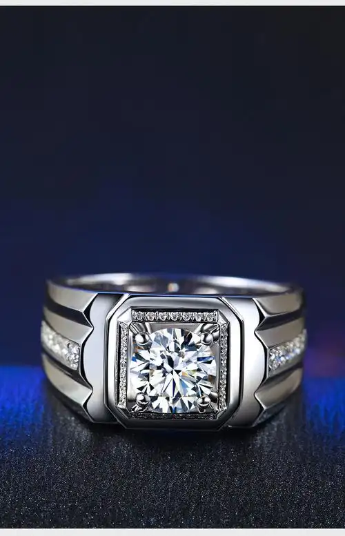 韩版热卖镀白金18k金钻戒男士求婚结婚钻石戒指正品闪钻睿智男戒