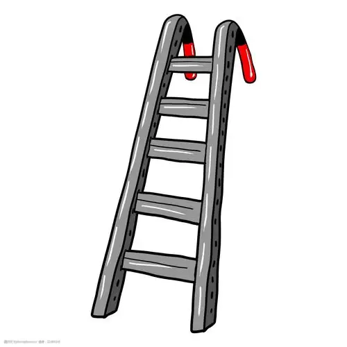 手绘消防设备云梯插画