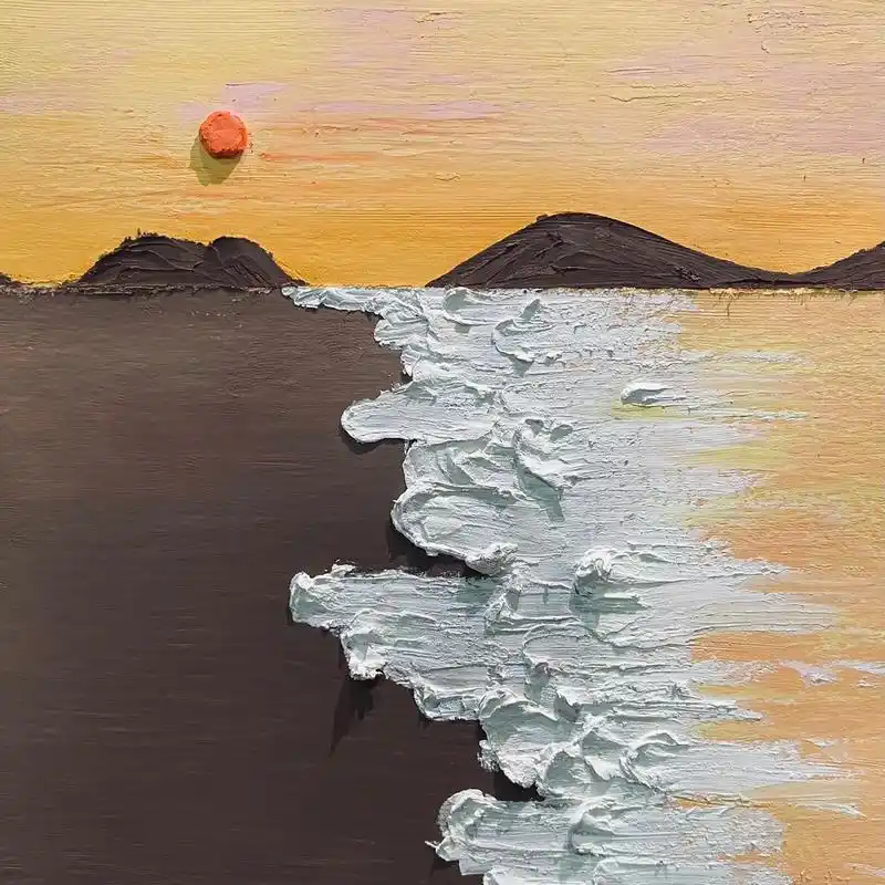 海边|零基础重彩油画棒附步骤."大海和你才好看"#油画棒  - 抖音