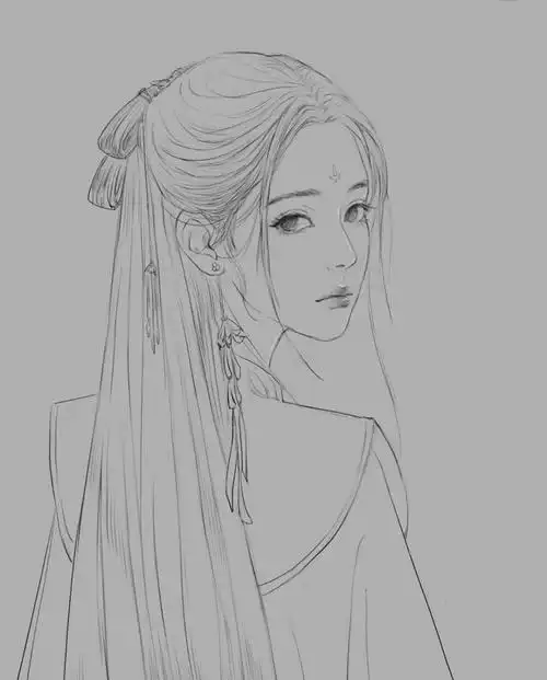 黑白线稿:人物线稿,有彩图对比哦