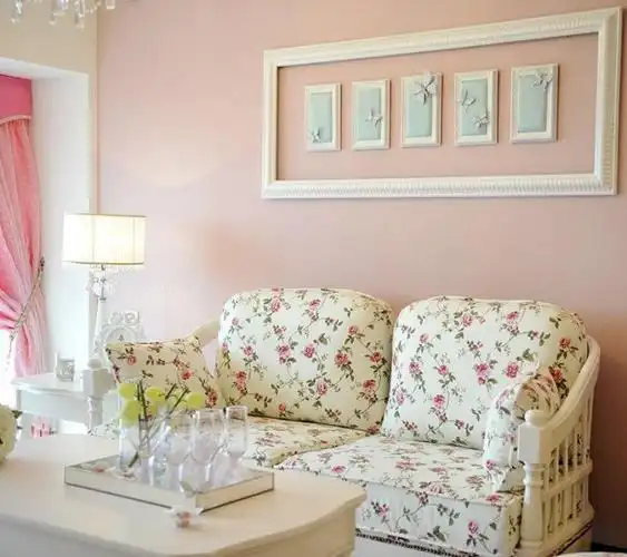 韩式田园风格客厅沙发背景墙装修图片装修效果图