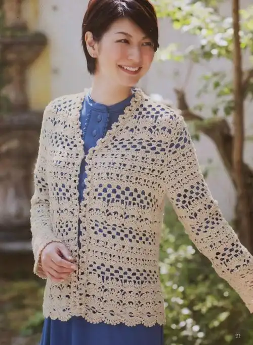 钩针编织女式长袖开衫