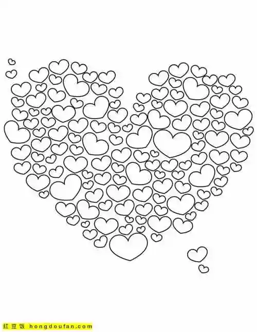 11张充满爱意的情人节母亲节爱心主题涂色简笔画-红豆饭小学生简笔画