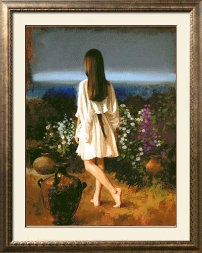 包邮新款精准印花dmc十字绣正品 世界名画油画 女人 女孩的背影