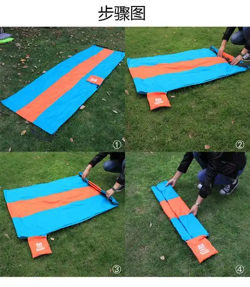 户外超轻便携折叠吊床降落伞布拼色单人双人沙滩自驾野餐露营_7折现价