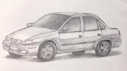 汽车素描版画