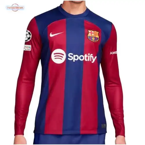 正品巴萨球衣2324主场长袖加维球员版足球服莱万佩德里菲利克斯