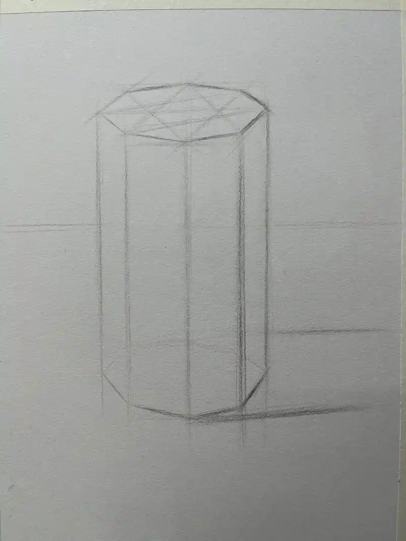 素描几何体八棱柱步骤图.#开往汽车嘉年华 #画画 #原创 - 抖音