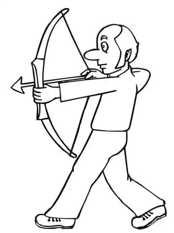 猎人拿弓箭简笔画