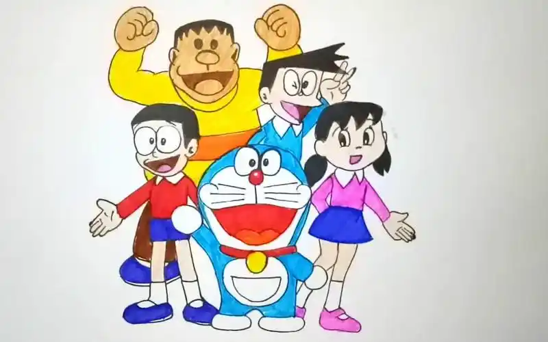 【水彩画】教你如何 画哆啦a梦大家庭