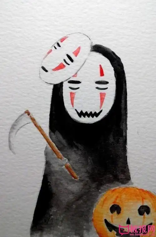 手绘千与千寻无脸男插画,可爱的无脸男图片大全