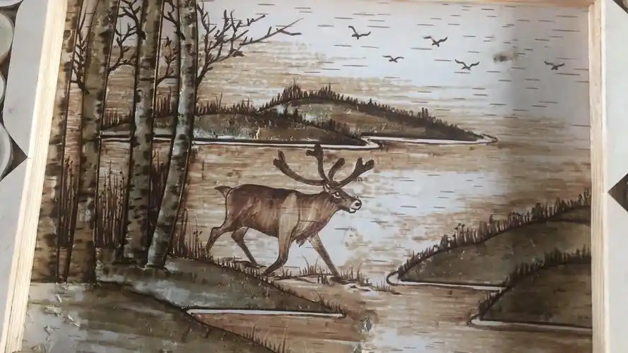 大兴安岭非物质文化遗产树皮画纯手工制作20cm30cm