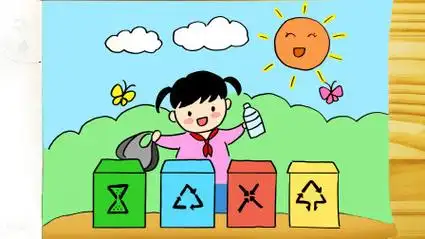 垃圾分类,守护家园!儿童垃圾分类环保主题简笔画,可画在小报上